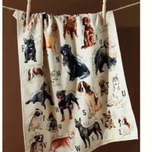 Dog Breed A-Z Puppy Farm Hipster Hippie Art Deco Farm Peasant Chic Dish Towel